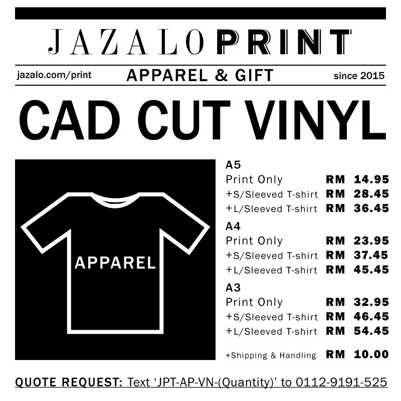 T Shirt Pricing Chart