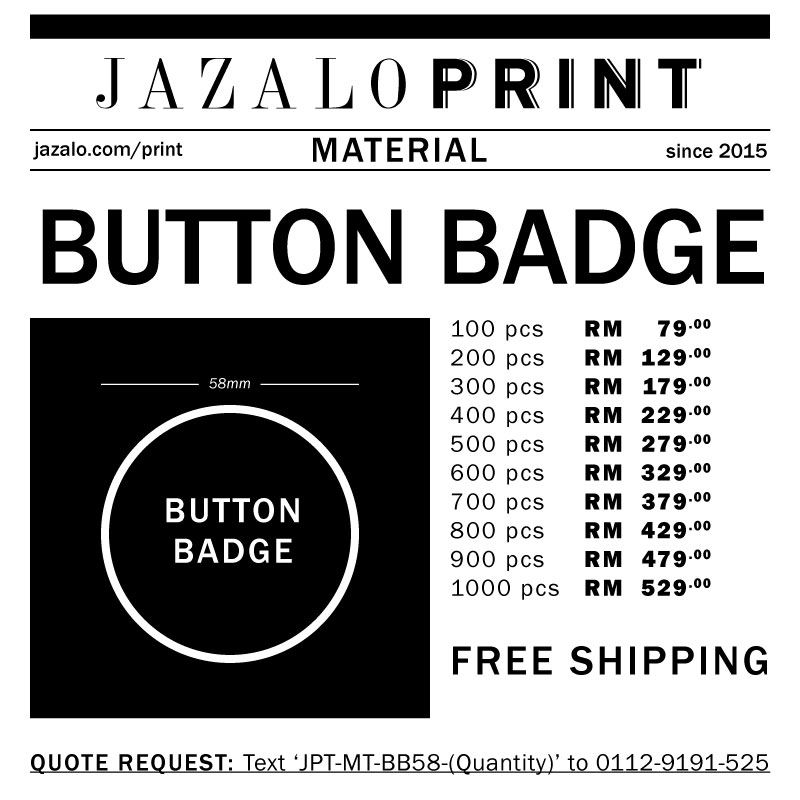 Button Badge Price List